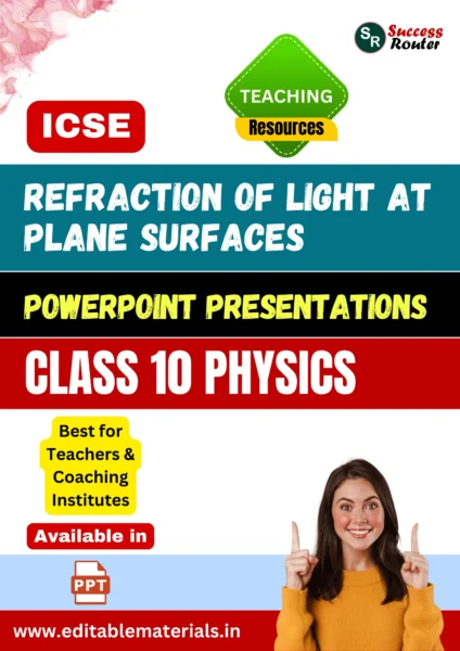 Refraction of Light at Plane Surfaces PPT for ICSE Class 10 Physics for Teaching