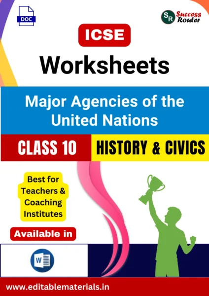 ICSE Class 10 History & Civics Chapter 19 Major Agencies of the United Nations Worksheets (Editable Word Format)