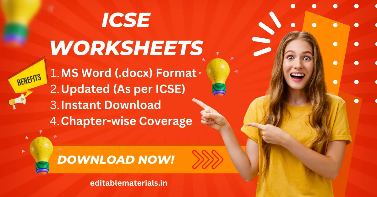 ICSE Worksheets for Class 9 and 10 – All Subjects